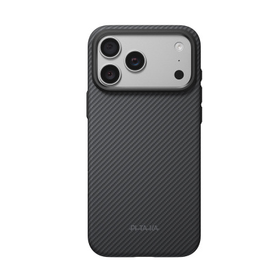 Apple iPhone 18 Pro Max Case – Pitaka Military-Grade Classic Series (New Logo) – Aramid Carbon Fiber – MagSafe Compatible – Black-Grey Twill Finish Black