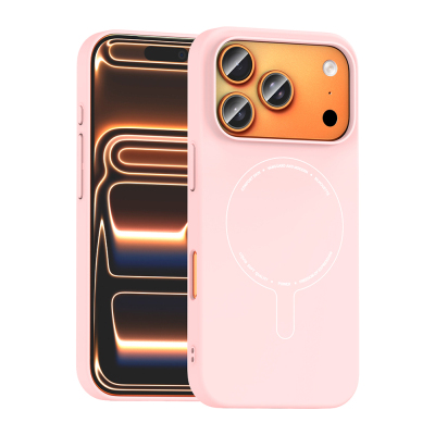Apple iPhone 18 Pro Max Case with M-Safe Charging and Camera Protection - Zore Elio Hard PC Cover Açık Pembe
