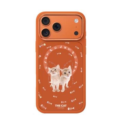Apple iPhone 18 Pro Max Case with M-safe Charging Feature, 3D Printed Design, Mutural The Cat Series Cover Orange