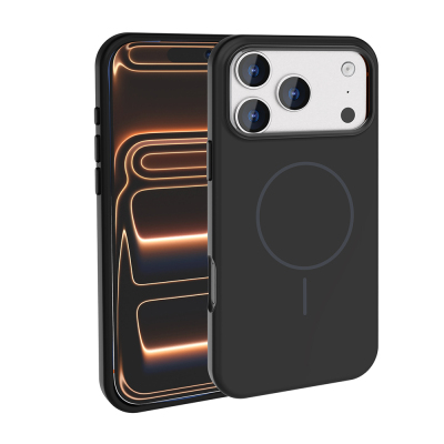 Apple iPhone 18 Pro Max Case with M-Safe Charging Feature, Metal Camera Frame, Zore Edi Silicone Cover Black