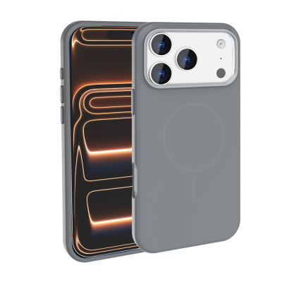 Apple iPhone 18 Pro Max Case with M-Safe Charging Feature, Metal Camera Frame, Zore Edi Silicone Cover Titanyum-Gri