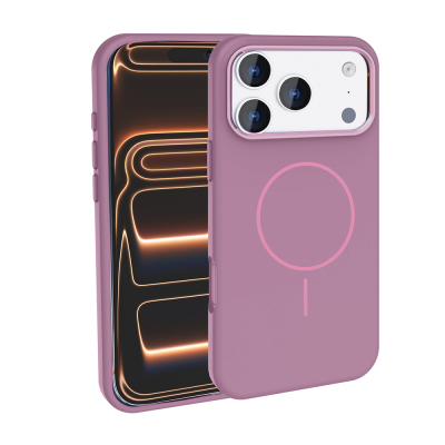 Apple iPhone 18 Pro Max Case with M-Safe Charging Feature, Metal Camera Frame, Zore Edi Silicone Cover Purple