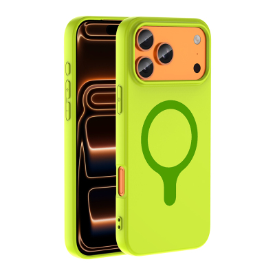 Apple iPhone 18 Pro Max Case with M-Safe Charging Feature - Zore Aris Silicone Cover Green