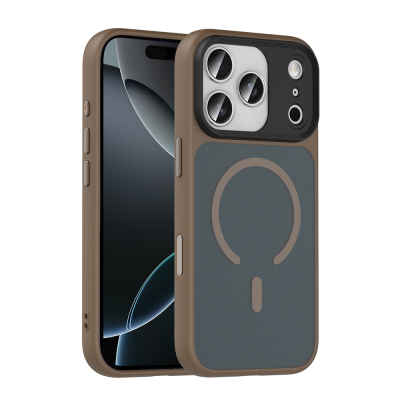 Apple iPhone 18 Pro Max Case with Matte Back and Wireless Charging Feature, Zore Fleet M-safe Cover Desert Titanyum