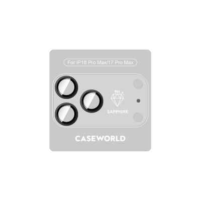 Apple iPhone 18 Pro Max CaseWorld Alloy Sapphire Safir One-Piece Anti Reflective Safir Kamera Lens Koruyucu Siyah