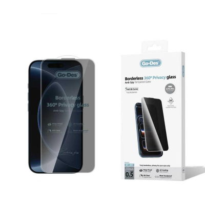 Apple iPhone 18 Pro Max Go Des AF Borderless Privacy Tempered Glass Screen Protector Black