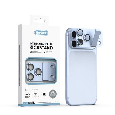 Apple iPhone 18 Pro Max Go Des CL-23 Anti-Reflective Camera Lens Protector with Stand Açık Mavi