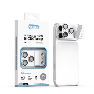 Apple iPhone 18 Pro Max Go Des CL-23 Anti-Reflective Camera Lens Protector with Stand Silver