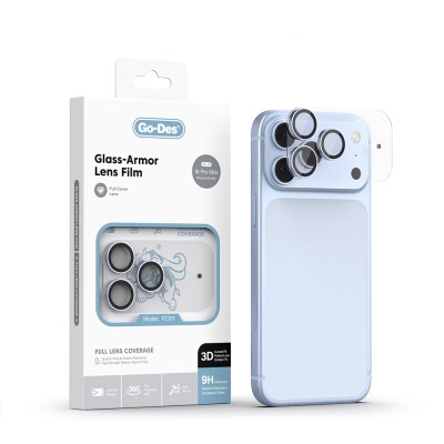 Apple iPhone 18 Pro Max Go Des FC011 Glass Armor Serisi Kamera Lens Koruyucu Açık Mavi