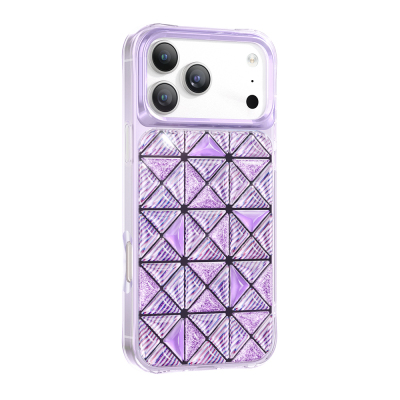 Apple iPhone 18 Pro Max Kılıf 3D Buz Blok Desenli Zore Paris Kairo TPU Kapak Mor