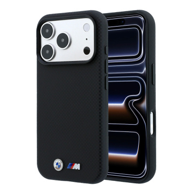 Apple iPhone 18 Pro Max Kılıf BMW Orjinal Lisanslı M-safe Şarj Özellikli Metal Logolu Karbon Fiber Kevlar Kapak Siyah