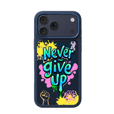 Apple iPhone 18 Pro Max Kılıf M-safe Şarj Özellikli 3D Baskılı Tasarım Mutural Graffiti Serisi Kapak Lacivert
