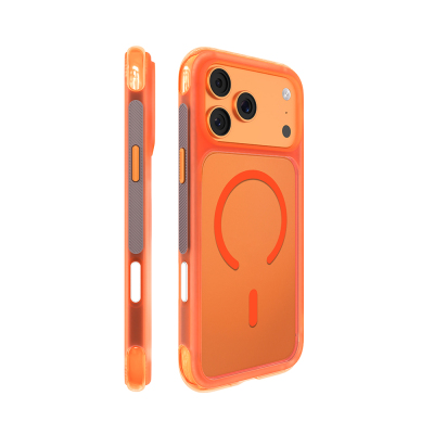 Apple iPhone 18 Pro Max Kılıf M-safe Şarj Özellikli Airbag Tasarımlı Mutural Air Shield Serisi Kapak Turuncu