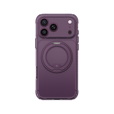 Apple iPhone 18 Pro Max Kılıf M-Safe Şarj Özellikli Airbag Tasarımlı Standlı Lens Korumalı AmazingThing Titan Pro MagSpin Kapak Mor
