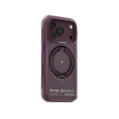Apple iPhone 18 Pro Max Kılıf M-Safe Şarj Özellikli Airbag Tasarımlı Standlı Skinarma Atlas Kapak Bordo