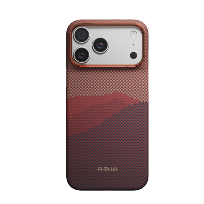Apple iPhone 18 Pro Max Kılıf M-safe Şarj Özellikli Aramid Karbon Fiber Pitaka Tactile Woven Starpeak Serisi Over The Horizon Kapak Bordo