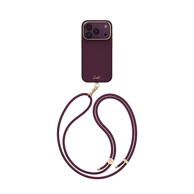 Apple iPhone 18 Pro Max Kılıf M-safe Şarj Özellikli Askı İpli Coehl Mirelle Kapak Bordo
