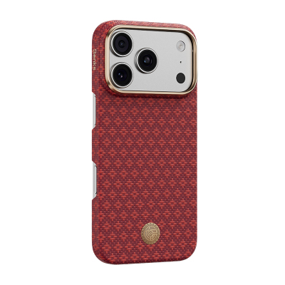 Apple iPhone 18 Pro Max Kılıf M-Safe Şarj Özellikli Benks ArmorAir ArmorGrid Serisi Yükseltilmiş Kamera Çerçevesi C1 Kevlar Karbon Kapak Kırmızı
