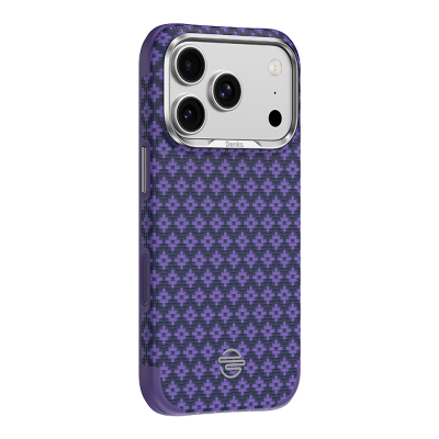 Apple iPhone 18 Pro Max Kılıf M-Safe Şarj Özellikli Benks ArmorPro ArmorEdge X9 Serisi Kevlar Karbon Kapak Mor