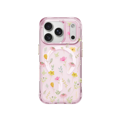 Apple iPhone 18 Pro Max Kılıf M-safe Şarj Özellikli Çiçekli Tasarım Coehl Evie Serisi Kapak Pembe