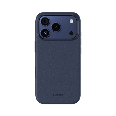 Apple iPhone 18 Pro Max Kılıf M-safe Şarj Özellikli Çizilmeye Dayanıklı Benks VitaPro Serisi PU Deri Kapak Mavi