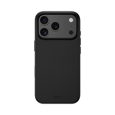 Apple iPhone 18 Pro Max Kılıf M-safe Şarj Özellikli Çizilmeye Dayanıklı Benks VitaPro Serisi PU Deri Kapak Siyah