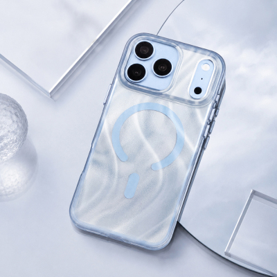 Apple iPhone 18 Pro Max Kılıf M-safe Şarj Özellikli Mutural Glow Desert Serisi Kapak Açık Mavi