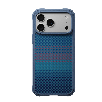 Apple iPhone 18 Pro Max Kılıf M-safe Şarj Özellikli Pitaka Tactile Woven Sunset-Moonrise Aramid Serisi Cairn Kapak Lacivert