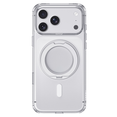 Apple iPhone 18 Pro Max Kılıf M-safe Şarj Özellikli Raptic Air Stand Serisi Aynalı Arka Yüzey Standlı Kapak Şeffaf