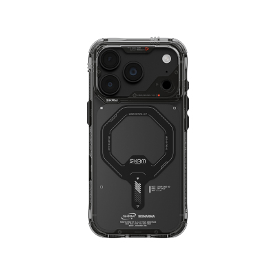 Apple iPhone 18 Pro Max Kılıf M-safe Şarj Özellikli Şeffaf Airbag Tasarımlı Skinarma Saido Mag-Charge Kapak Füme
