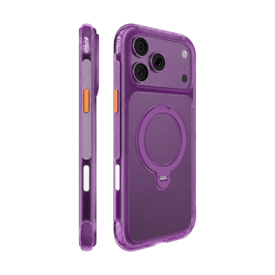 Apple iPhone 18 Pro Max Kılıf M-safe Şarj Özellikli Standlı Airbag Tasarımlı Mutural Air Shield Serisi Kapak Mor