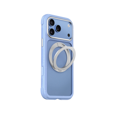 Apple iPhone 18 Pro Max Kılıf M-safe Şarj Özellikli Wiwu AA-203 AeroArmor Ultra Serisi Airbag Tasarımlı Standlı Kapak Mavi