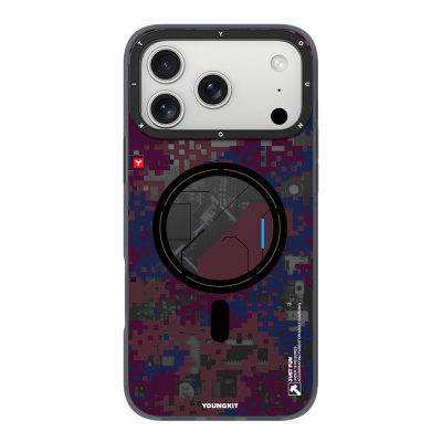 Apple iPhone 18 Pro Max Kılıf M-Safe Şarj Özellikli Youngkit Camouflage Sykell Serisi Kapak Bordo