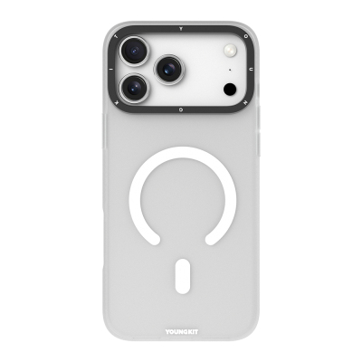 Apple iPhone 18 Pro Max Kılıf M-safe Şarj Özellikli Youngkit Hidden Sand Serisi Kapak Beyaz