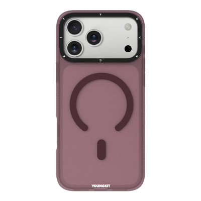 Apple iPhone 18 Pro Max Kılıf M-safe Şarj Özellikli Youngkit Hidden Sand Serisi Kapak Mürdüm