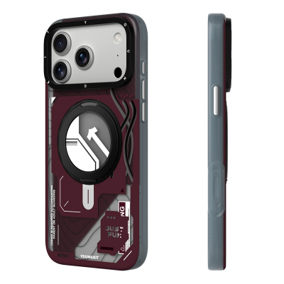 Apple iPhone 18 Pro Max Kılıf M-safe Şarj Özellikli Youngkit Starship Serisi Kapak Bordo