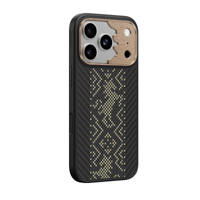Apple iPhone 18 Pro Max Kılıf M-safe Şarj Özellikli Yükseltilmiş Kamera Çerçeveli Karbon Fiber Tasarımlı Benks Knight ArmorPro Kevlar Kapak Siyah