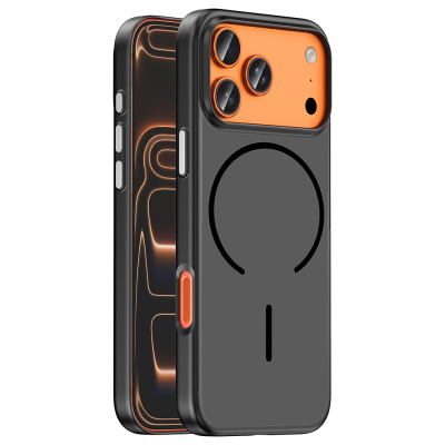 Apple iPhone 18 Pro Max Kılıf M-Safe Şarj Özellikli Zore Lora PC Kapak Siyah