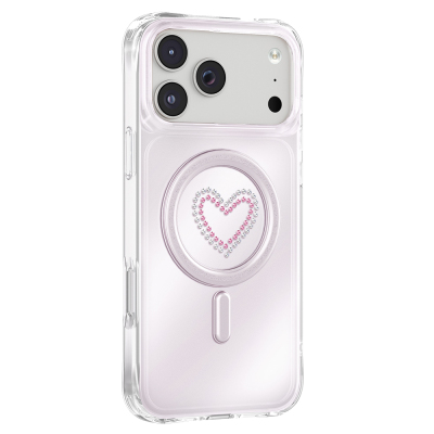 Apple iPhone 18 Pro Max Kılıf M-Safe Şarj Özellikli Zore Paris Mova Sert PC Kapak Pembe