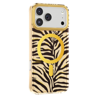 Apple iPhone 18 Pro Max Kılıf M-Safe Şarj Özellikli Zore Paris Veyro TPU Kapak Gold