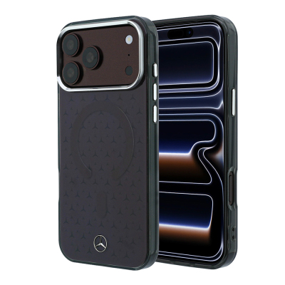 Apple iPhone 18 Pro Max Kılıf Mercedes Benz Orjinal Lisanslı M-safe Şarj Özellikli Çift Katmanlı Yıldız Desenli Sert PC Kapak Bordo