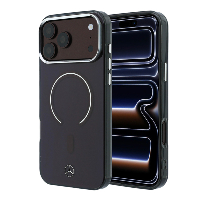 Apple iPhone 18 Pro Max Kılıf Mercedes Benz Orjinal Lisanslı M-safe Şarj Özellikli Saydam Yüzey İkonik 3D Metal Logolu Kapak Bordo