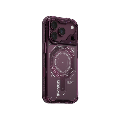 Apple iPhone 18 Pro Max Kılıf SkinArma M-safe Şarj Özellikli Airbag Tasarımlı Magma Kapak Bordo