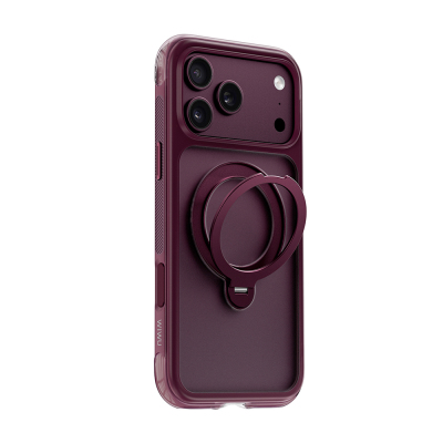 Apple iPhone 18 Pro Max Kılıf Wiwu AS-203 AeroShield Ultra Serisi M-safe Şarj Özellikli Airbag Tasarımlı Standlı Kapak Bordo