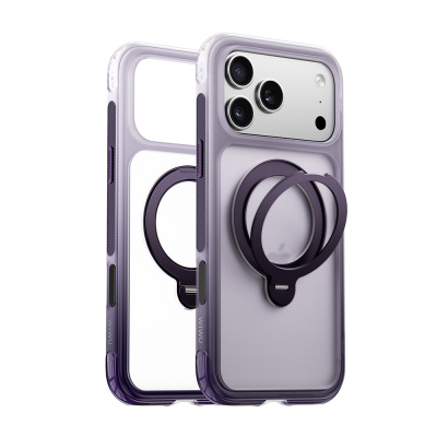 Apple iPhone 18 Pro Max Kılıf Wiwu AS-204 AeroShield Aurora Ultra Serisi M-safe Şarj Özellikli Airbag Tasarımlı Standlı Kapak Mor
