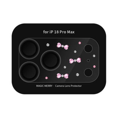Apple iPhone 18 Pro Max​ Wiwu Magic Merry Shimmer Serisi Taşlı Kamera Lens Koruyucu Pembe