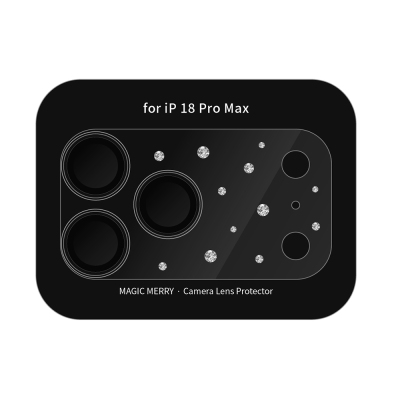 Apple iPhone 18 Pro Max​ Wiwu Magic Merry Shimmer Serisi Taşlı Kamera Lens Koruyucu Siyah-Gümüş