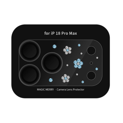 Apple iPhone 18 Pro Max​ Wiwu Magic Merry Shimmer Serisi Taşlı Kamera Lens Koruyucu Mavi