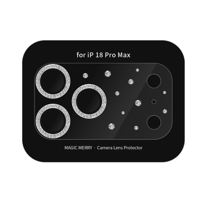 Apple iPhone 18 Pro Max​ Wiwu Magic Merry Shimmer Serisi Taşlı Kamera Lens Koruyucu Gümüş
