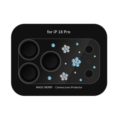 Apple iPhone 18 Pro Wiwu Magic Merry Shimmer Series Rhinestone Camera Lens Protector Blue